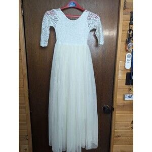 Ivory Miniature Bride Dress Size 7 8 Flower Girl Lace Tulle Gown